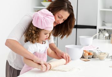 Baking Recipe Ideas Family Mother and child baking together